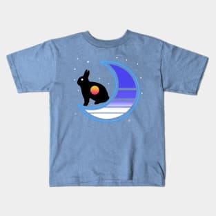 Synthwave Rabbit in the Moon (transparent) Kids T-Shirt